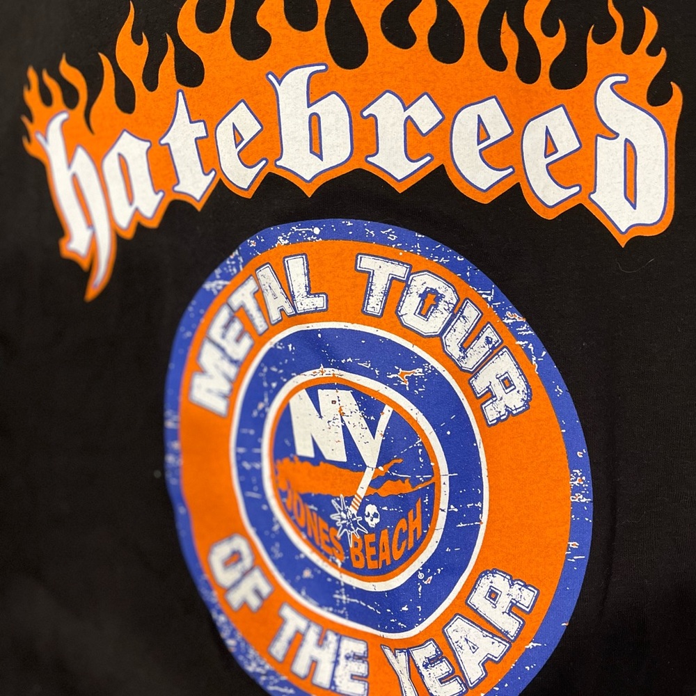 Hatebreed nY islanders logo metal tour band tee shirt LAMB OF GOD MEGADETH LoA !